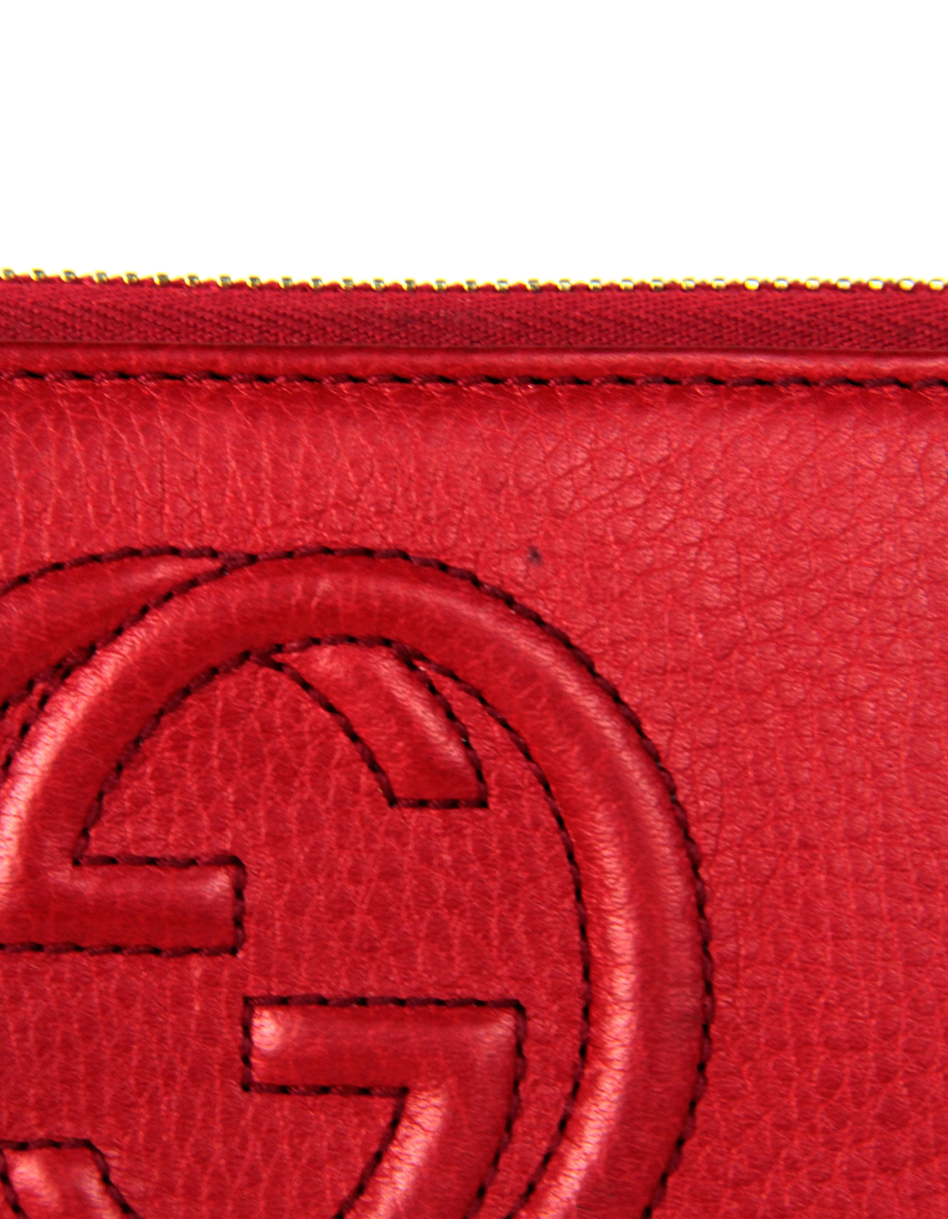 Gucci Red Leather Soho Zippy Wallet