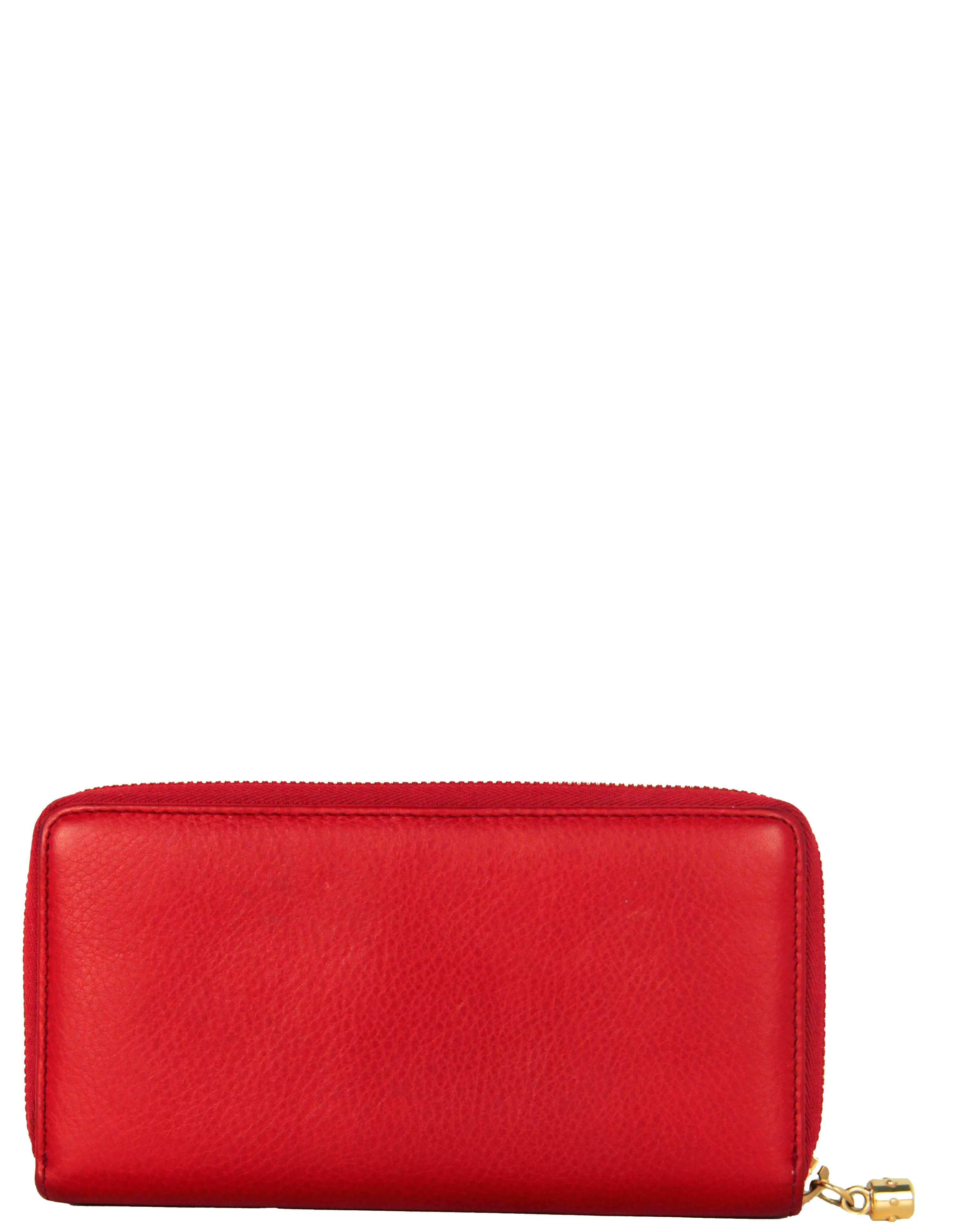 Gucci Red Leather Soho Zippy Wallet