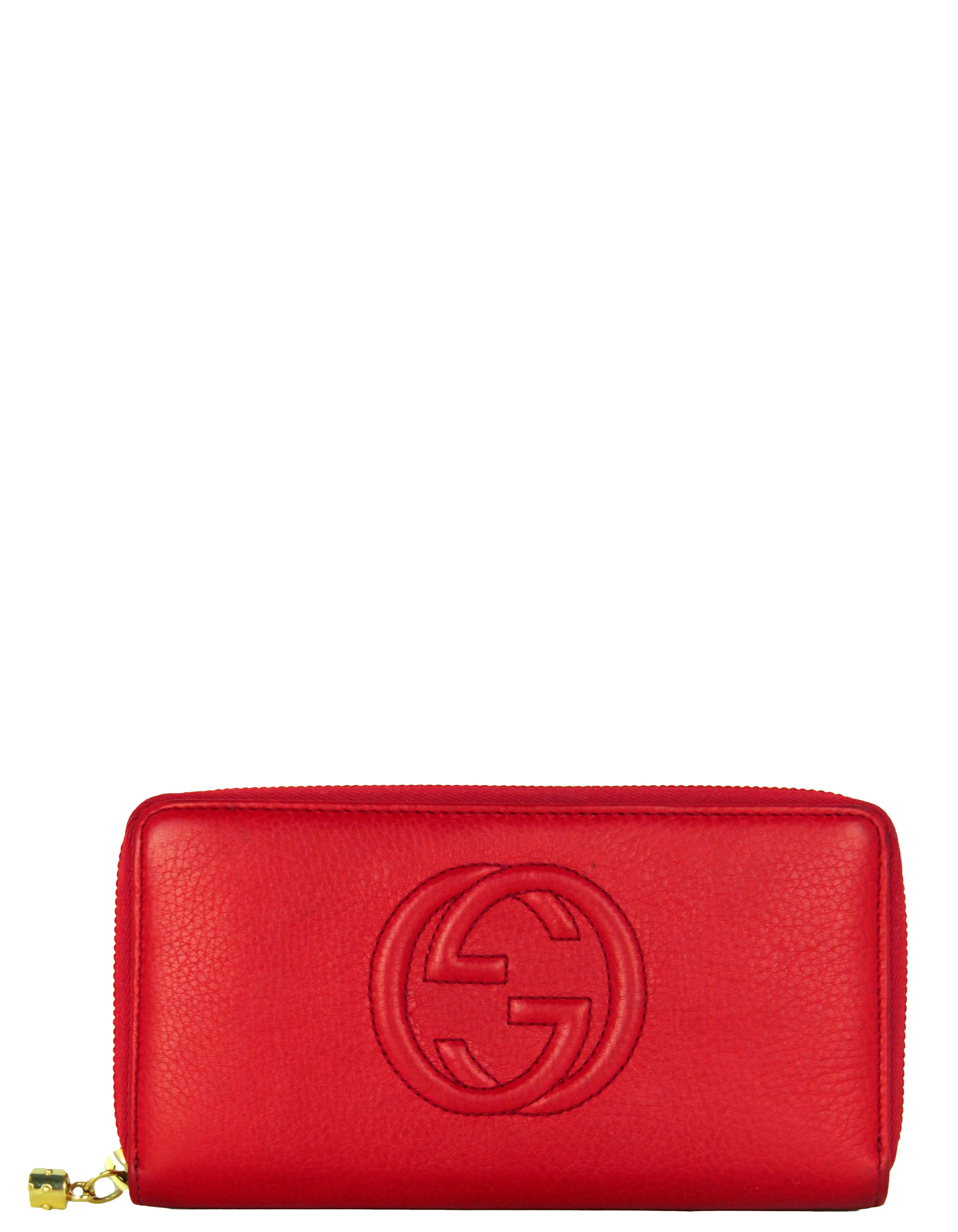Gucci Red Leather Soho Zippy Wallet