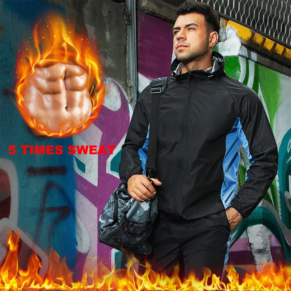 Junlan Men Weight Loss Hot Sauna Workout Splicing Jacket