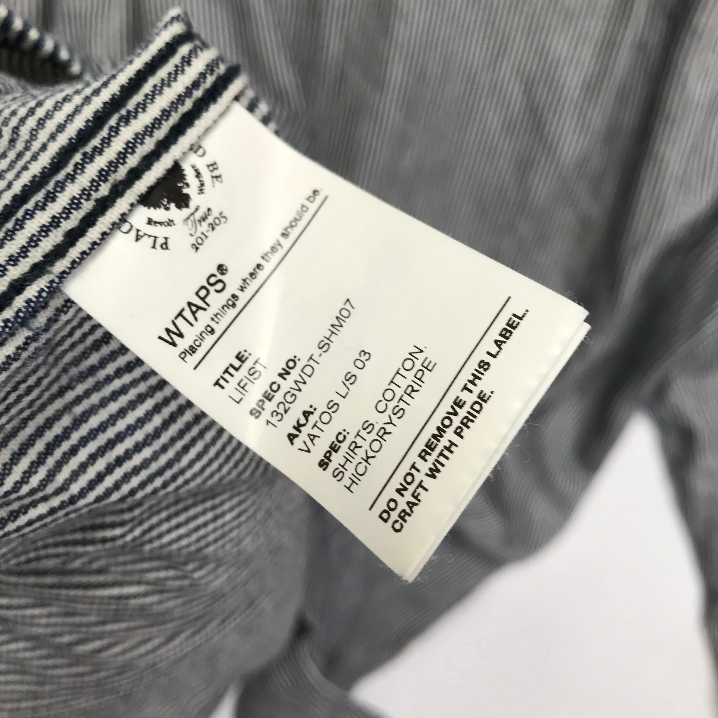 [L] WTAPS Vatos 03 Hickory Stripe L/S Shirt