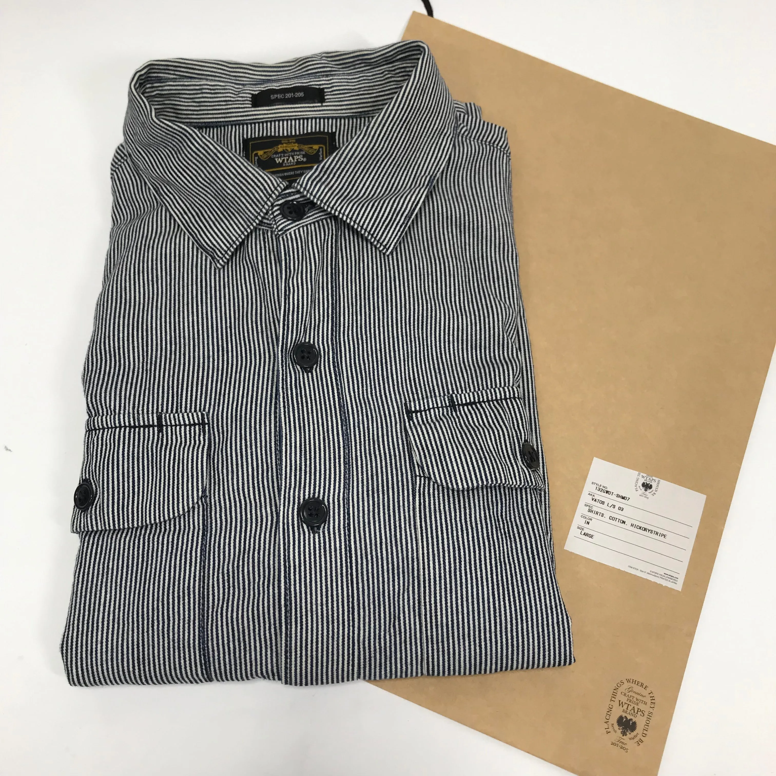 [L] WTAPS Vatos 03 Hickory Stripe L/S Shirt