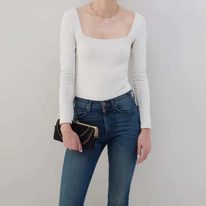 Lauren Clutch Wallet- Suede Black