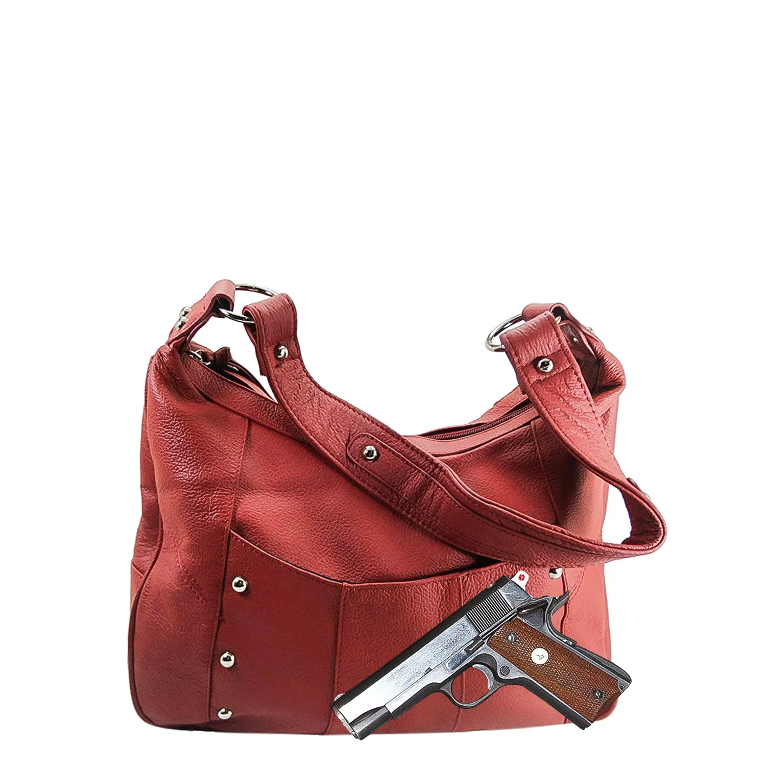 Leather Ambidextrous CCW Purse - Locking Zipper Compartment