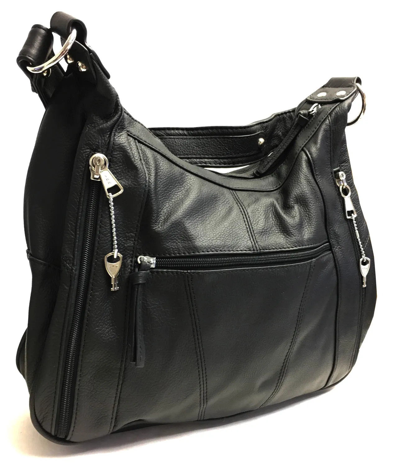 Leather Ambidextrous CCW Purse - Locking Zipper Compartment