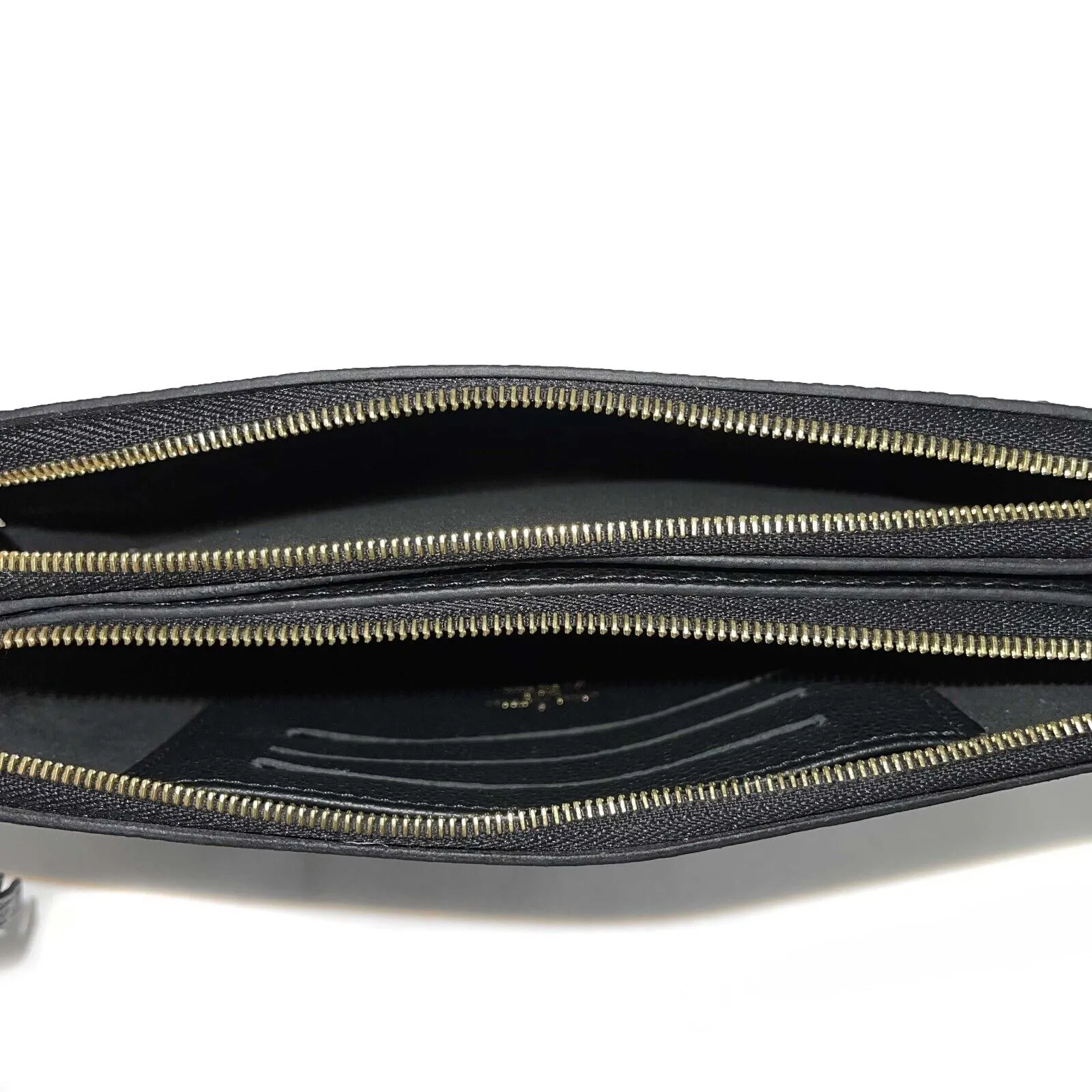 Louis Vuitton - Double Zip Pochette - Black / Beige Leather Crossbody - FULL KIT