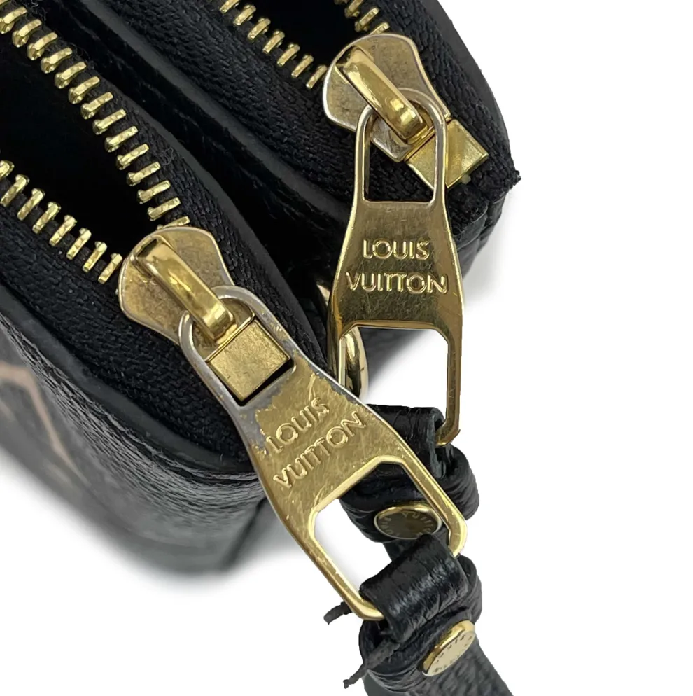Louis Vuitton - Double Zip Pochette - Black / Beige Leather Crossbody - FULL KIT