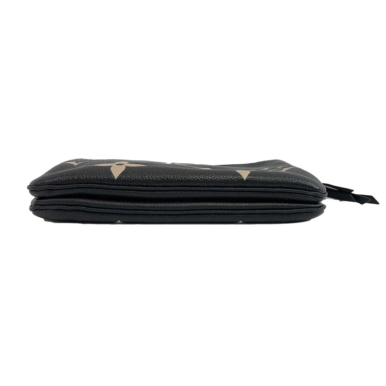Louis Vuitton - Double Zip Pochette - Black / Beige Leather Crossbody - FULL KIT