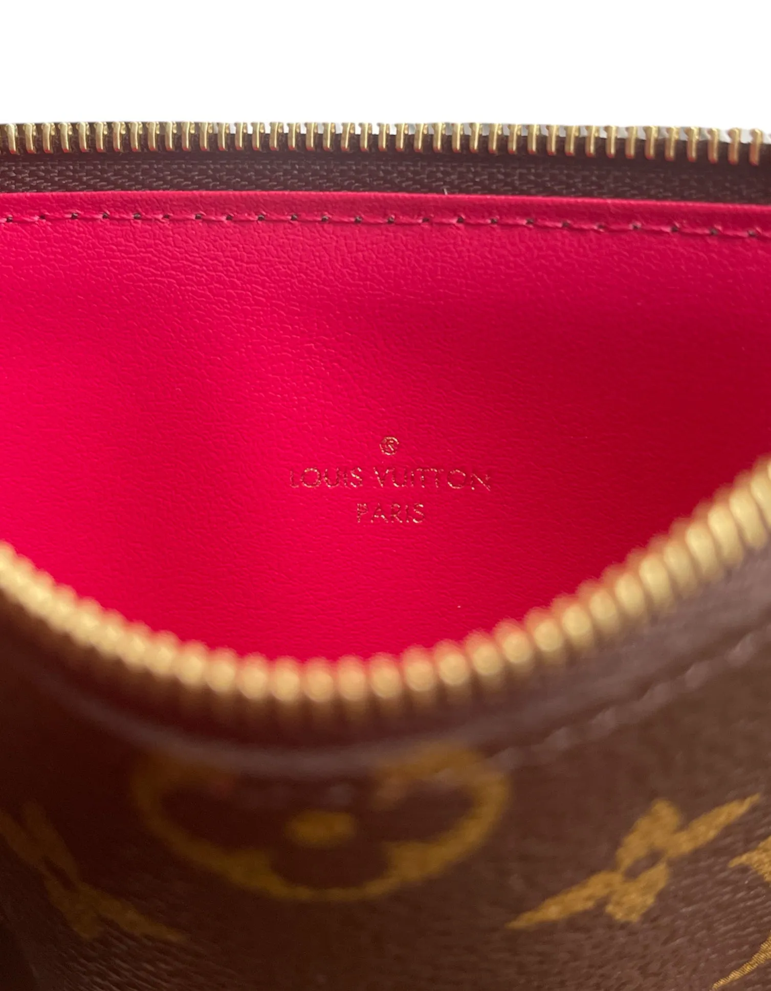 Louis Vuitton Monogram/ Fuchsia Felicie Chain Wallet Zippered Insert
