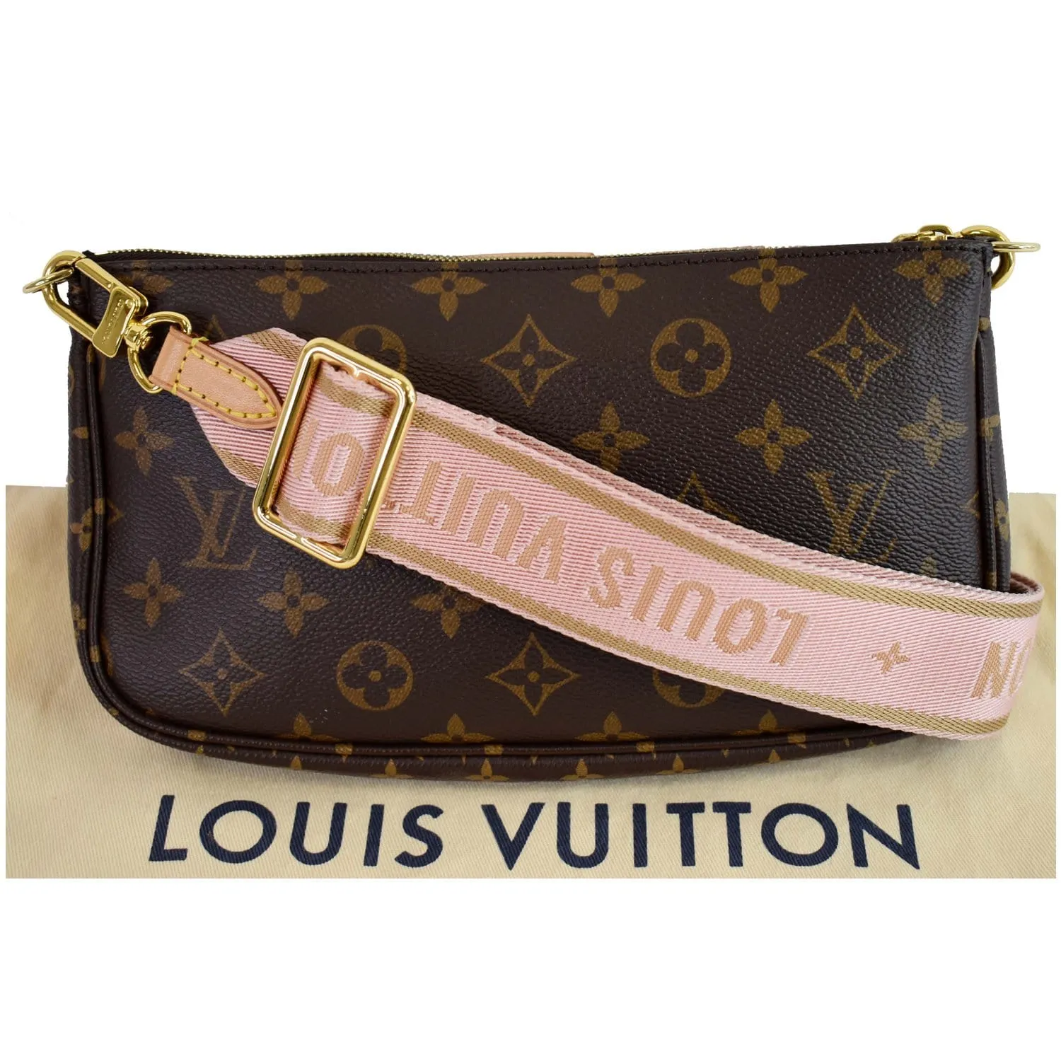 LOUIS VUITTON Multi Pochette Accessories Monogram Canvas Shoulder Bag Pink