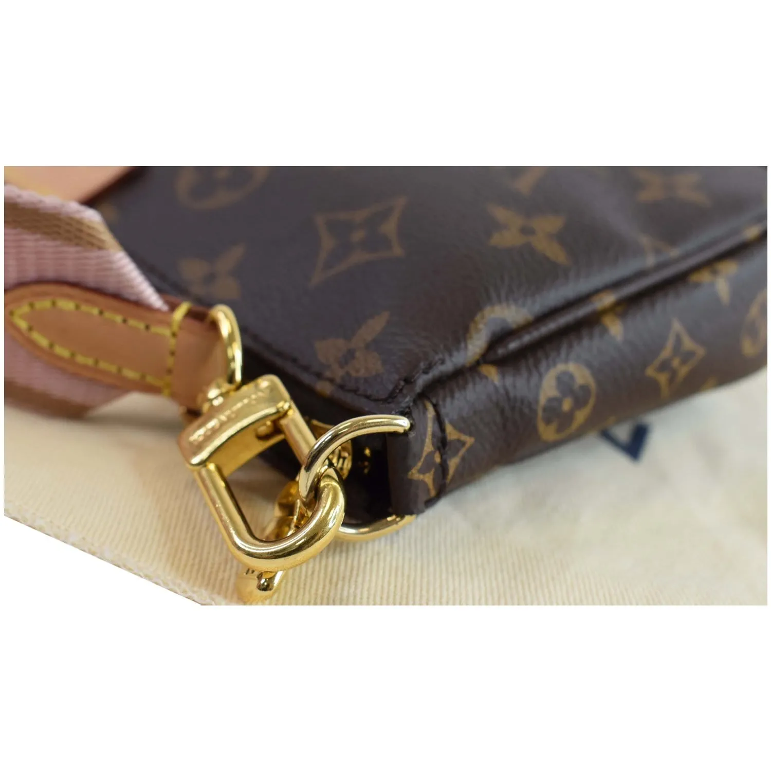 LOUIS VUITTON Multi Pochette Accessories Monogram Canvas Shoulder Bag Pink