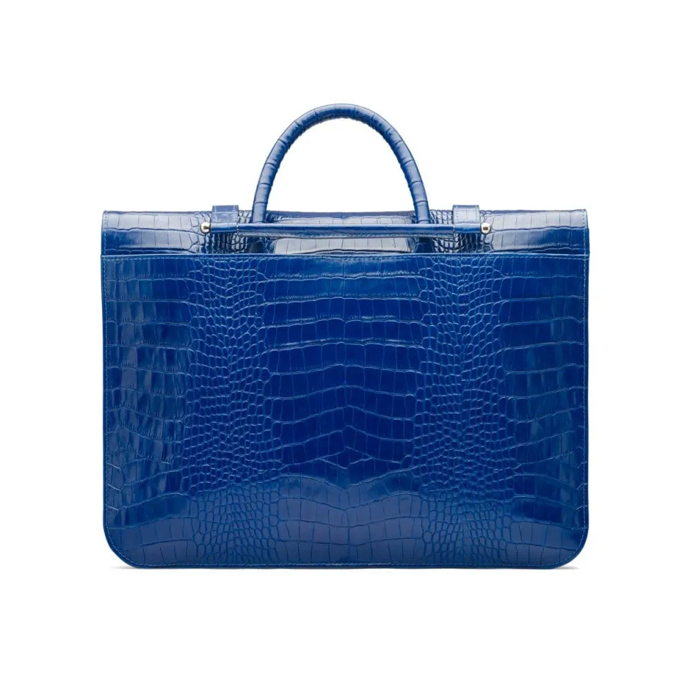 Luxury Leather Music Bag - Cobalt Croc-Effect