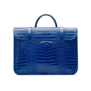 Luxury Leather Music Bag - Cobalt Croc-Effect