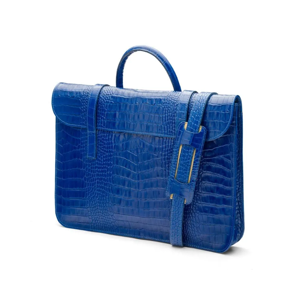 Luxury Leather Music Bag - Cobalt Croc-Effect