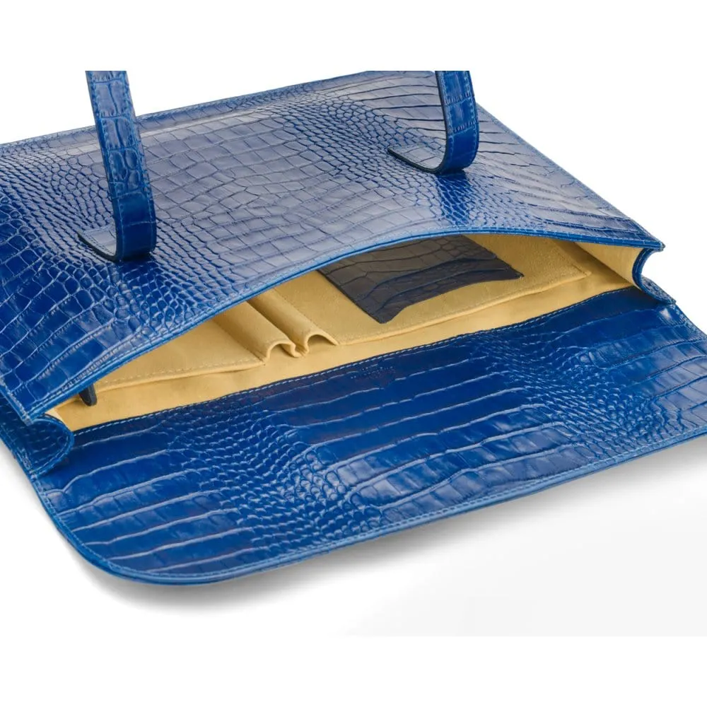 Luxury Leather Music Bag - Cobalt Croc-Effect