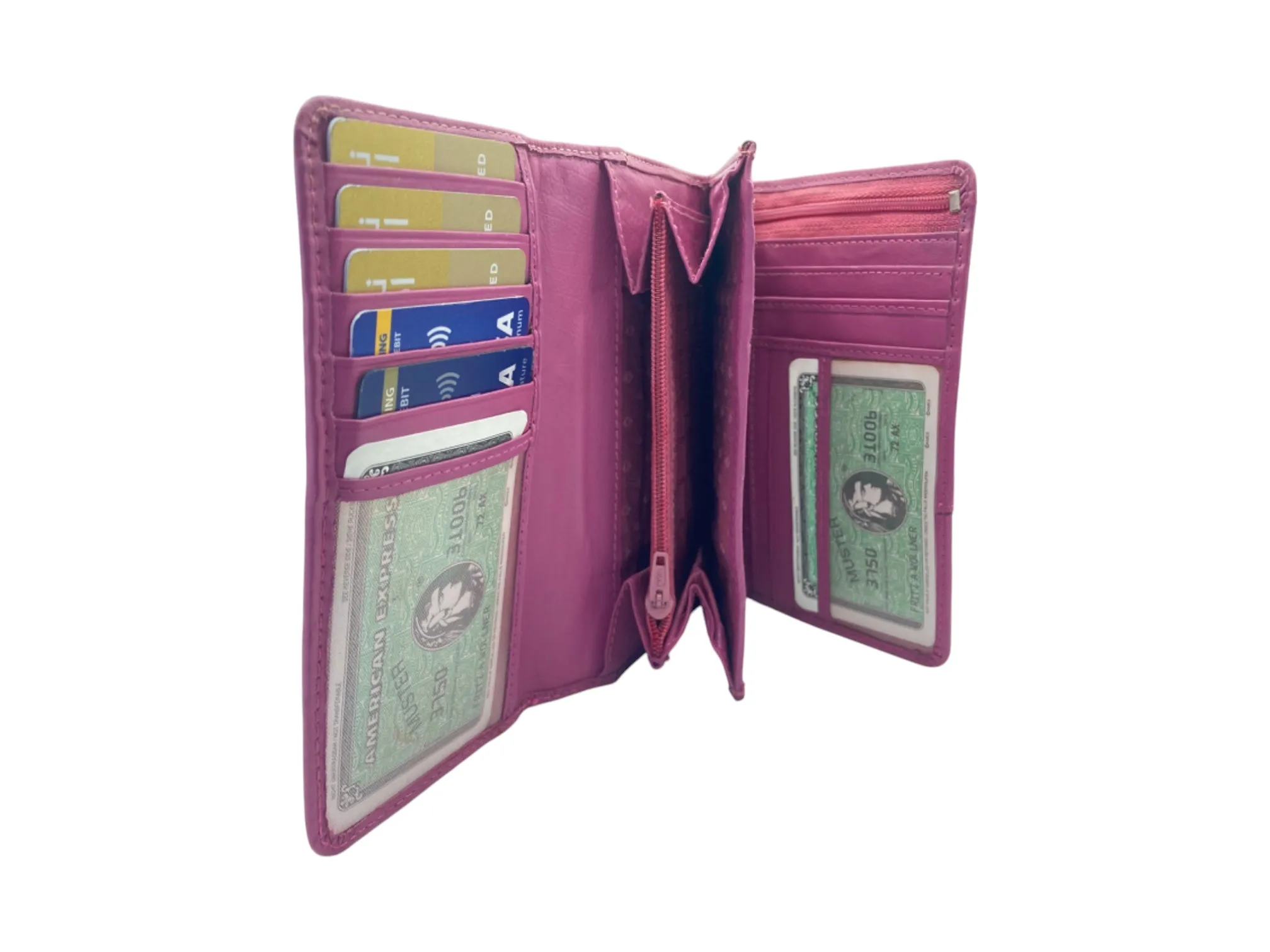 Medium Size Ladies Wallet, Maximum Cards & Coins Trifold Wallet # 1077