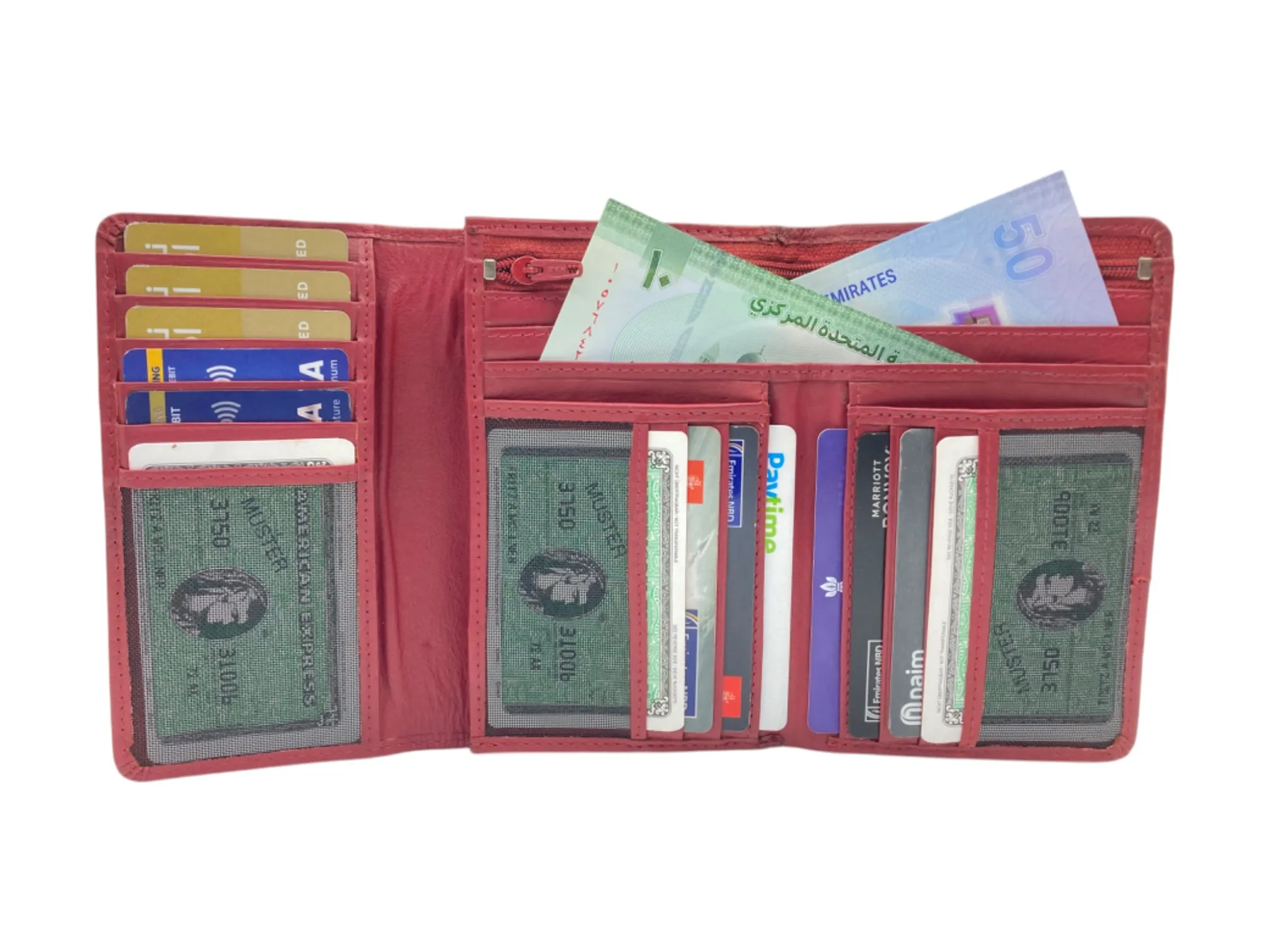 Medium Size Ladies Wallet, Maximum Cards & Coins Trifold Wallet # 1077