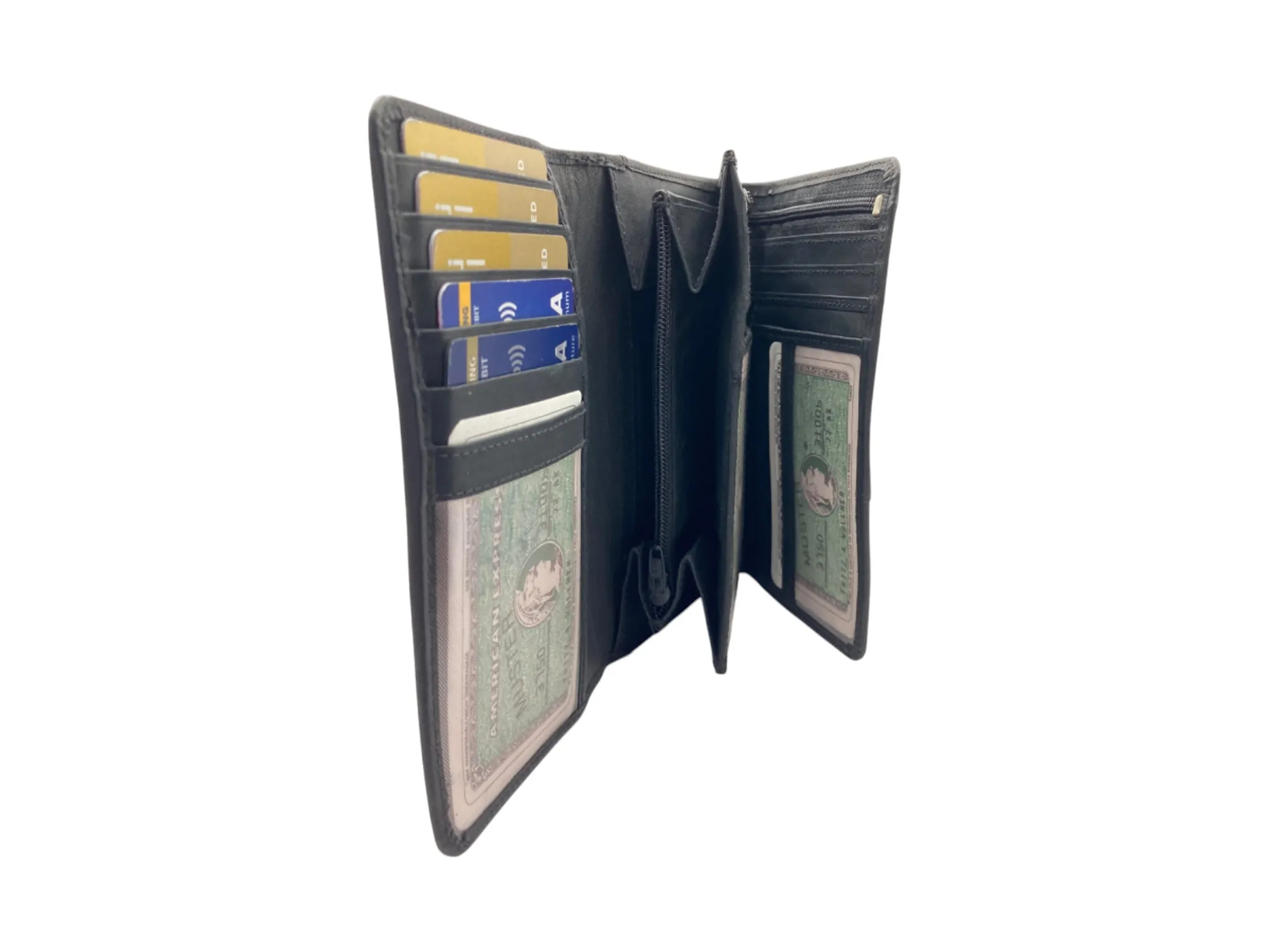 Medium Size Ladies Wallet, Maximum Cards & Coins Trifold Wallet # 1077