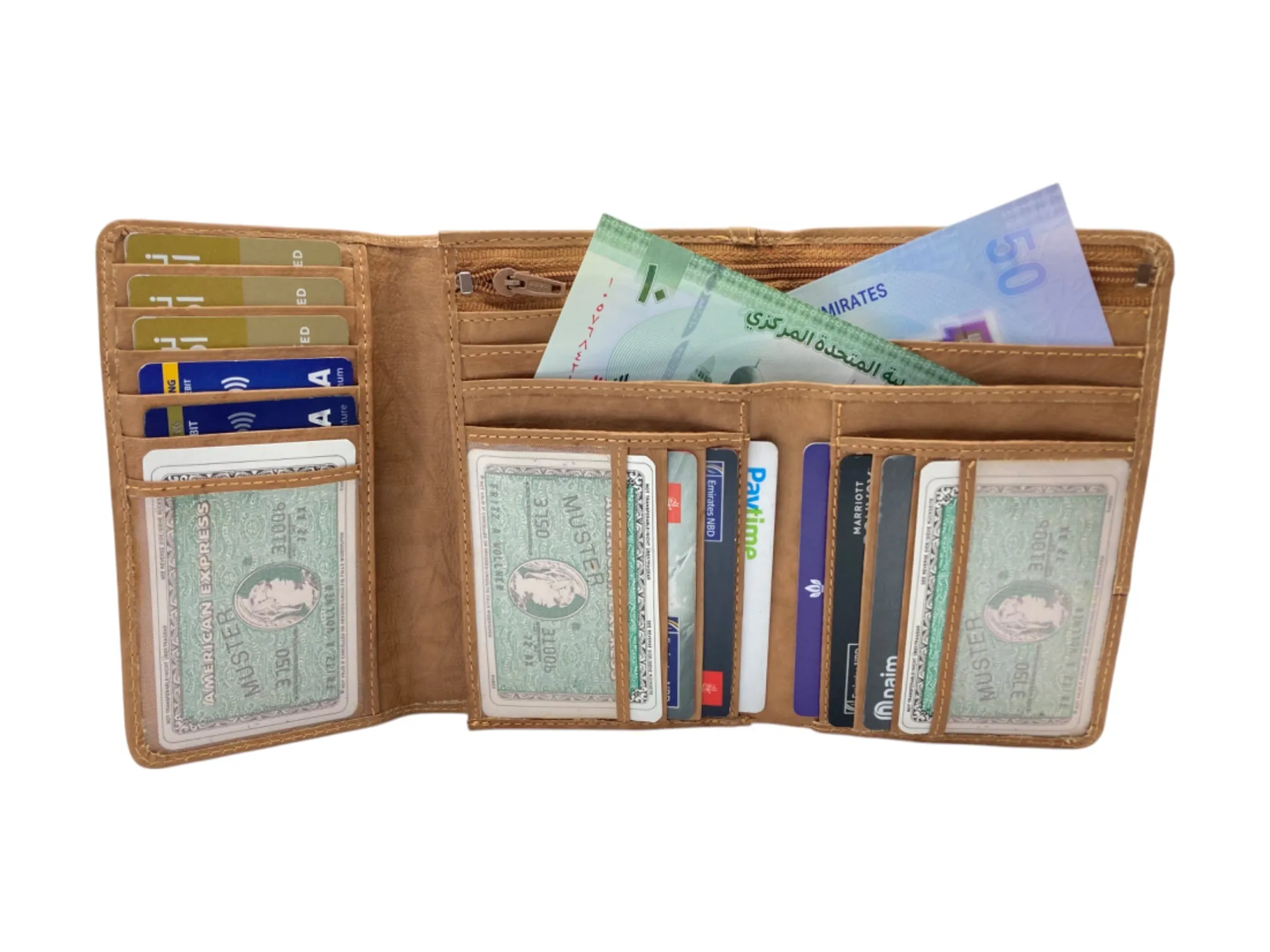 Medium Size Ladies Wallet, Maximum Cards & Coins Trifold Wallet # 1077