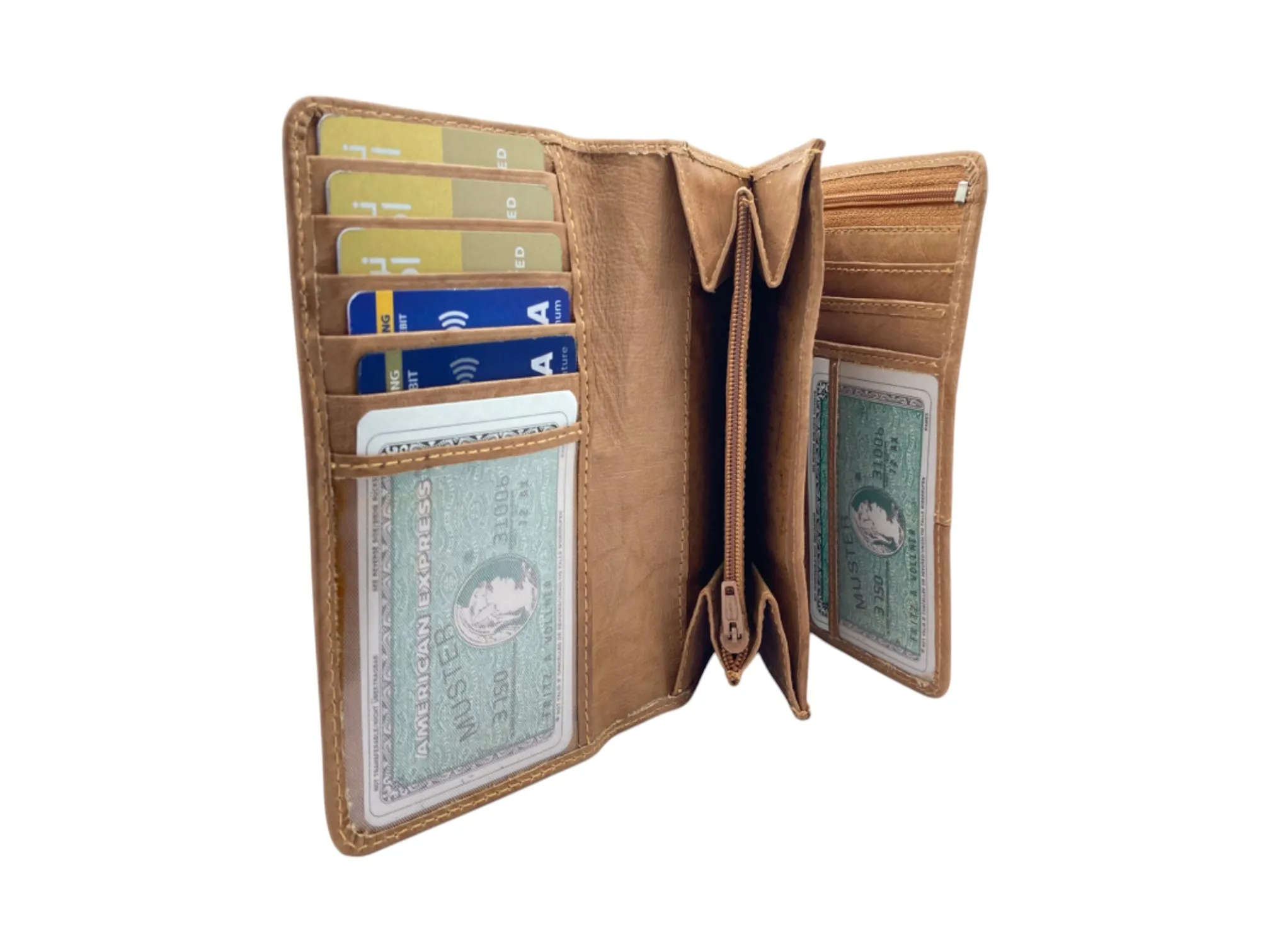 Medium Size Ladies Wallet, Maximum Cards & Coins Trifold Wallet # 1077