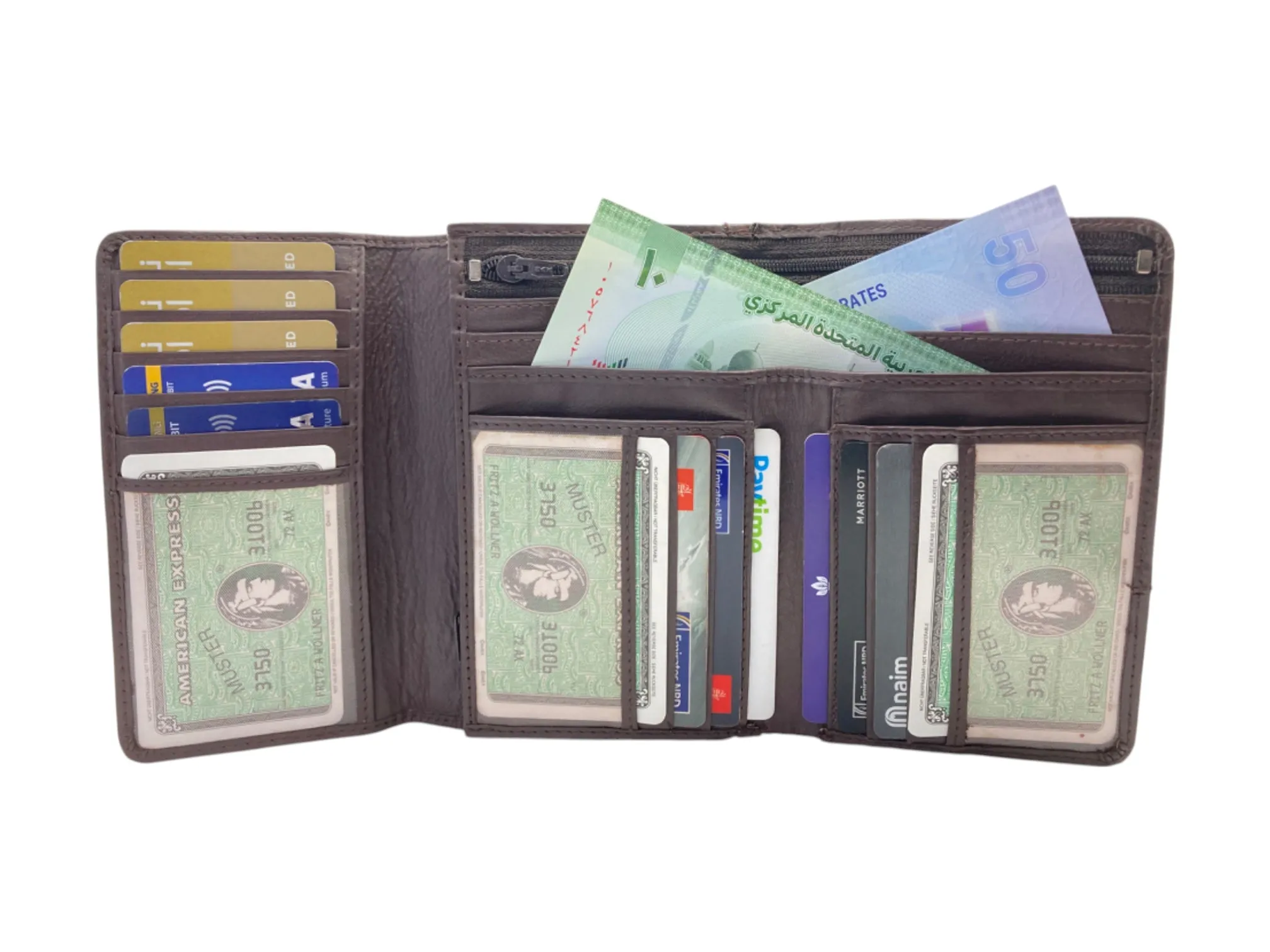 Medium Size Ladies Wallet, Maximum Cards & Coins Trifold Wallet # 1077