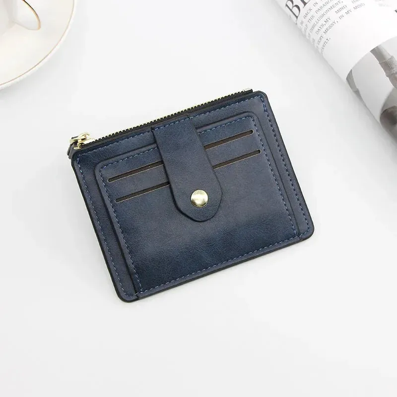Men Fashion Credit ID Card Holder Wallet Male Slim Leather Wallets with Coin Pocket Luxury Brand Designer Brown Business Purse