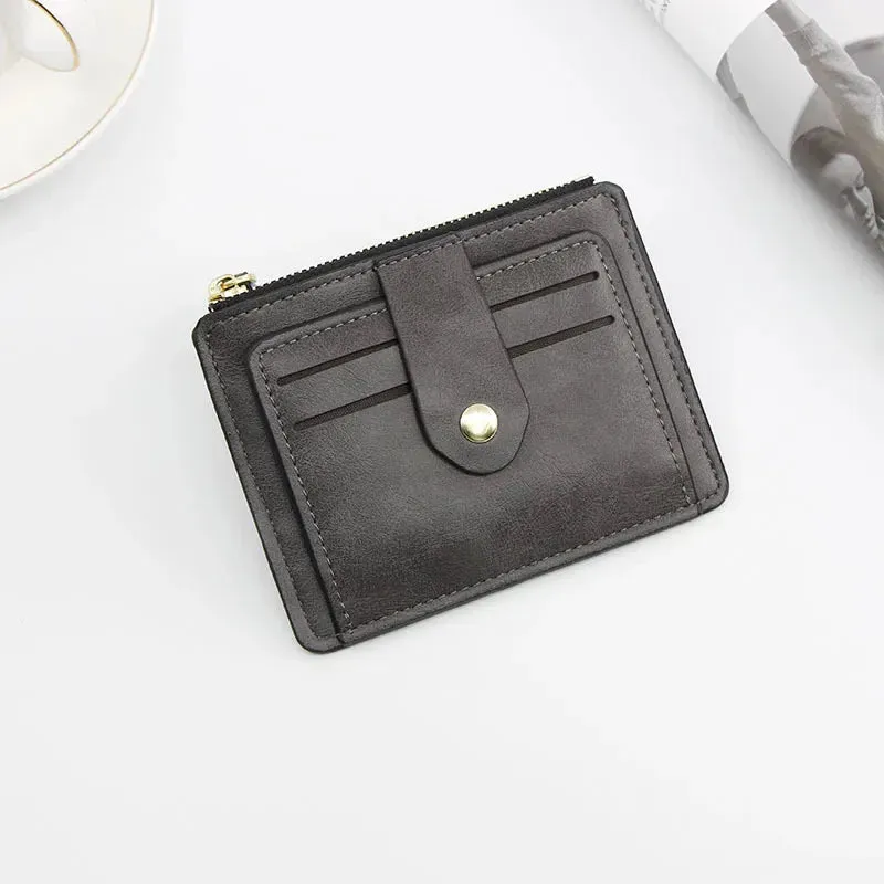 Men Fashion Credit ID Card Holder Wallet Male Slim Leather Wallets with Coin Pocket Luxury Brand Designer Brown Business Purse