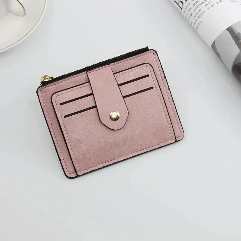 Men Fashion Credit ID Card Holder Wallet Male Slim Leather Wallets with Coin Pocket Luxury Brand Designer Brown Business Purse