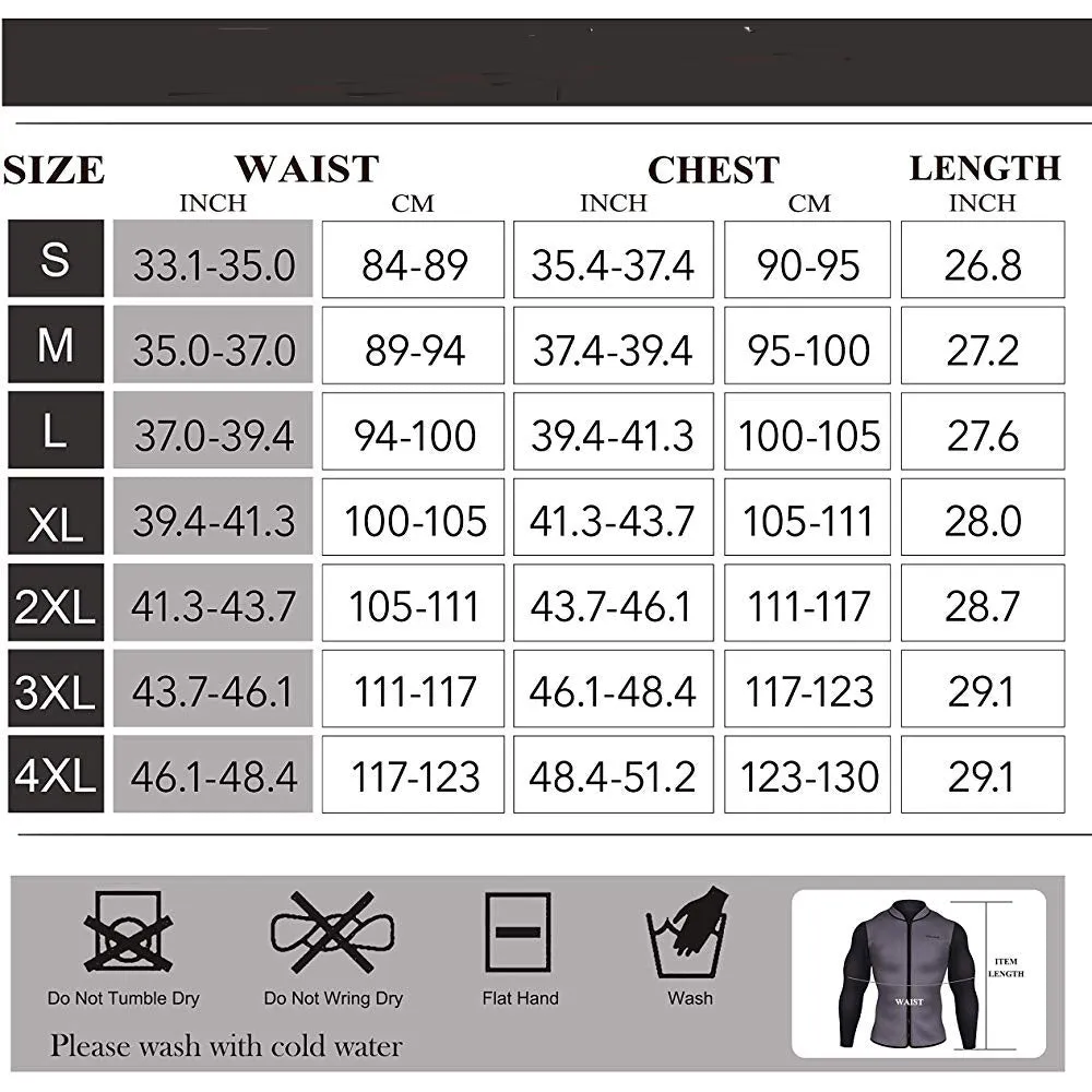 Men's Best Neoprene Wetsuit Jacket with Front Zipper Long Sleeves