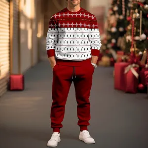 Men's Christmas Round Neck Casual Sports Sports Set