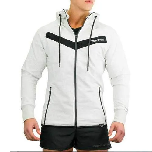 Mens Cotton Casual Sports Zip Up Hoodie