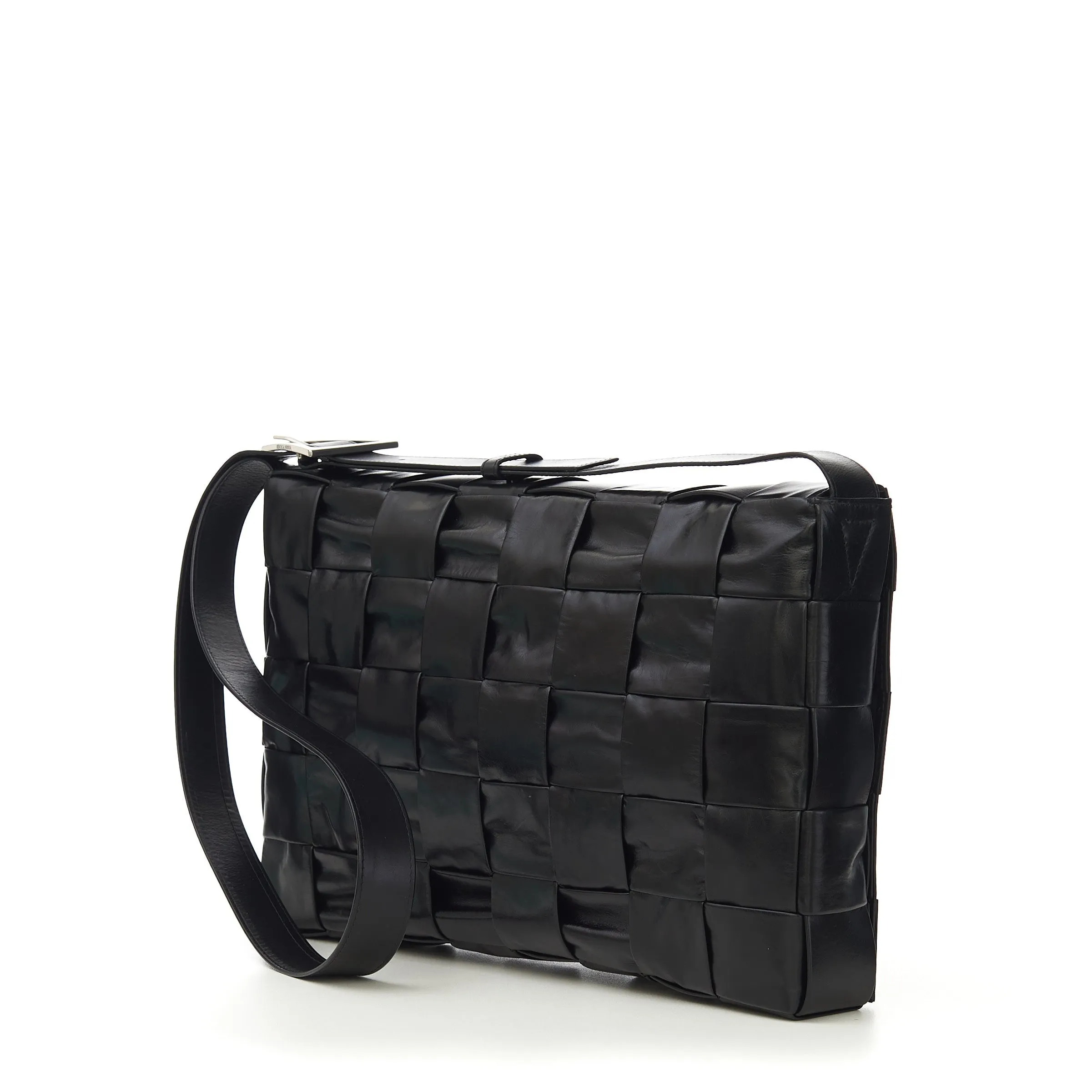 Men's Cross-Body Cassette Bag In Black Maxi Intreccio Leather