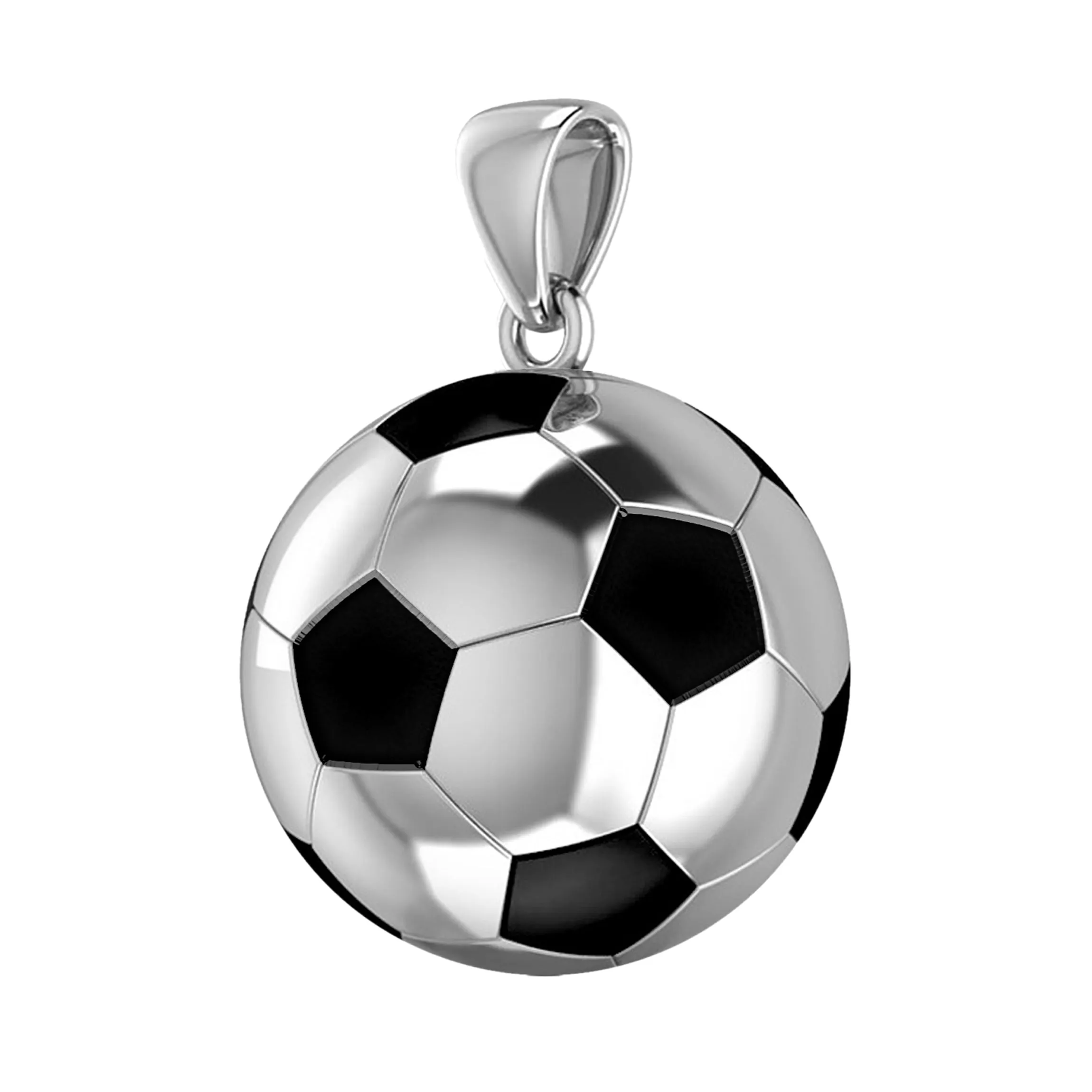Men's Large 925 Sterling Silver 3D Soccer Ball Football Pendant Necklace, 18.5mm