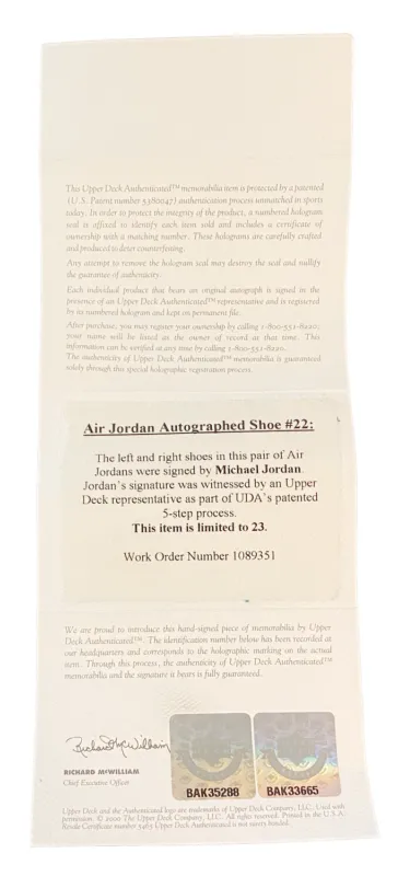 Michael Jordan Autographed Legacy Edition 1's and 22's Shoes UDA LE 5/23