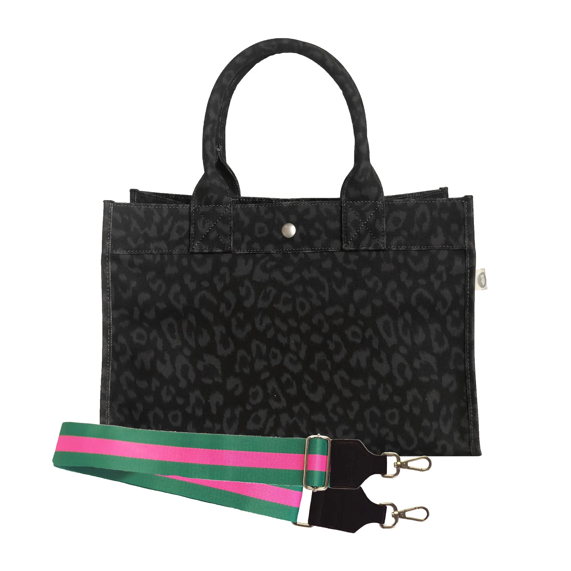 Midi East West Bag: Black Leopard