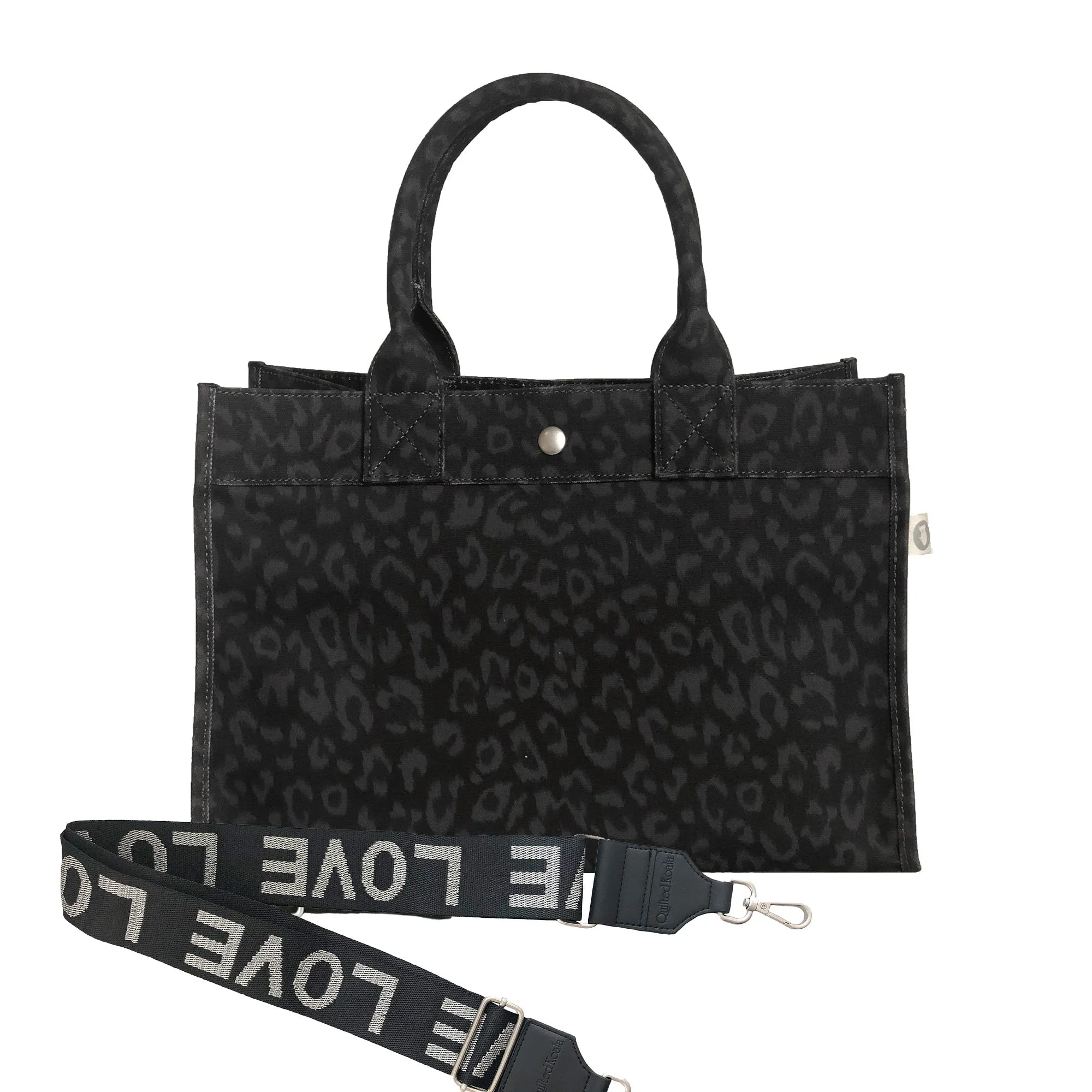 Midi East West Bag: Black Leopard
