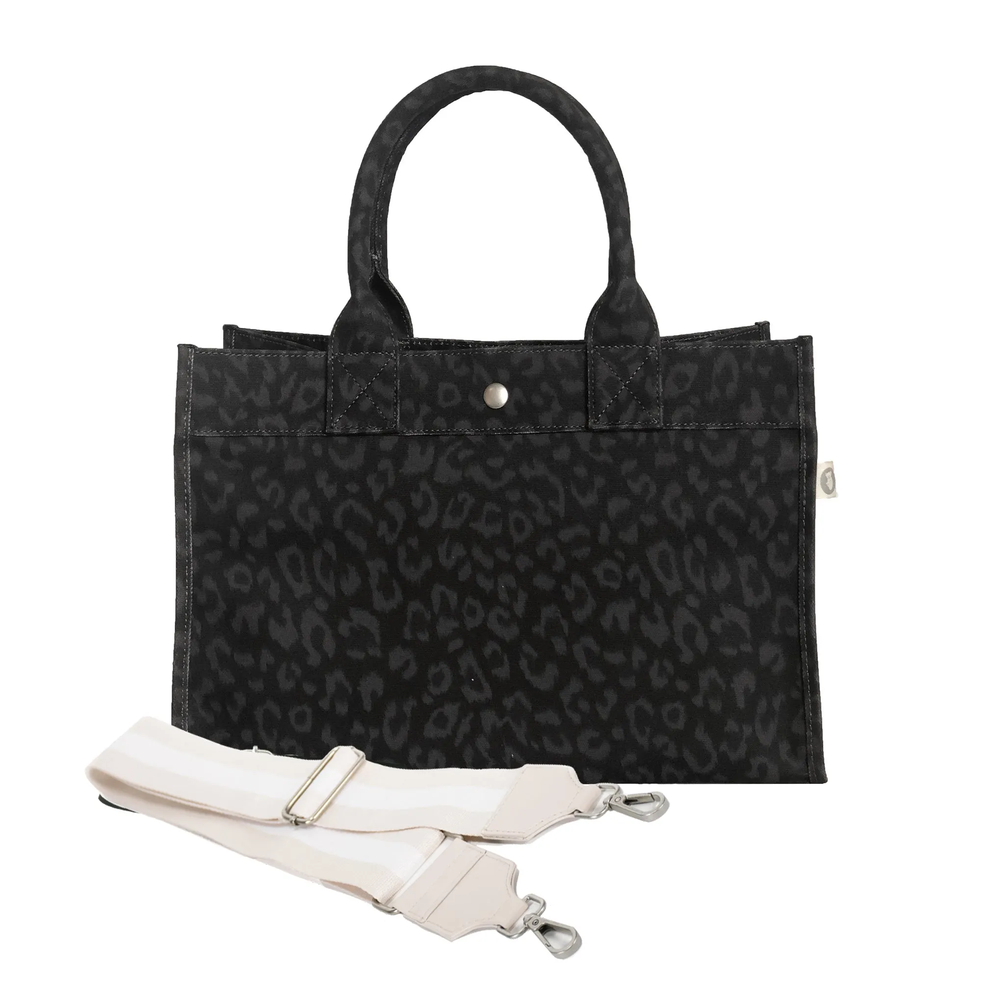 Midi East West Bag: Black Leopard