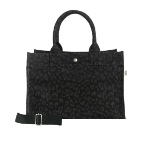 Midi East West Bag: Black Leopard