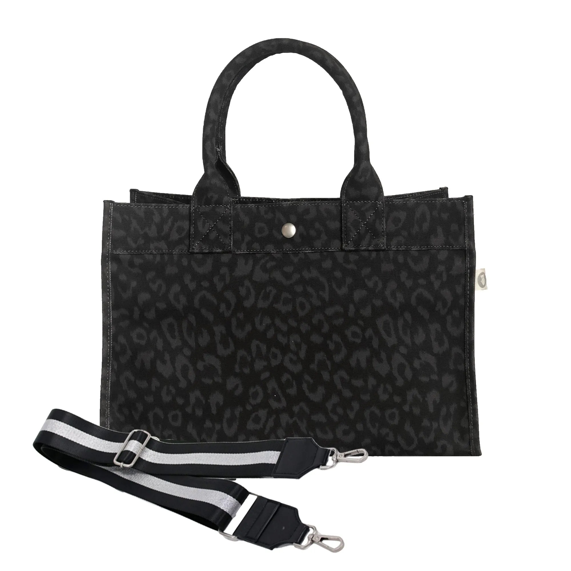 Midi East West Bag: Black Leopard