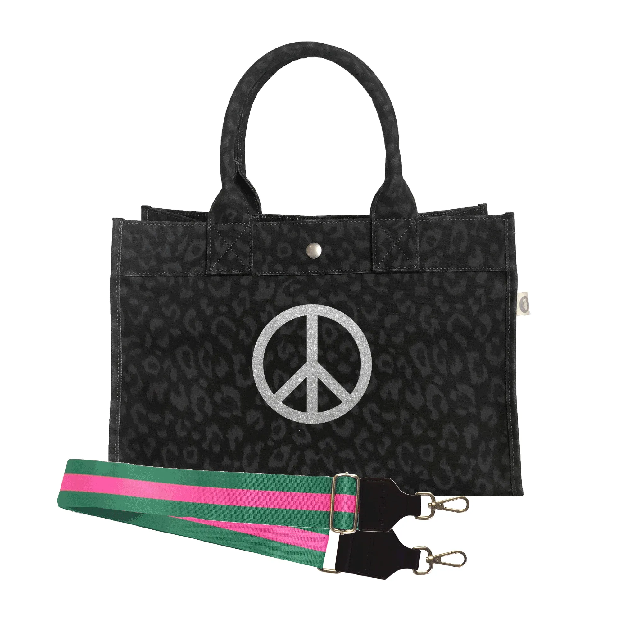 Midi East West Bag: Black Leopard