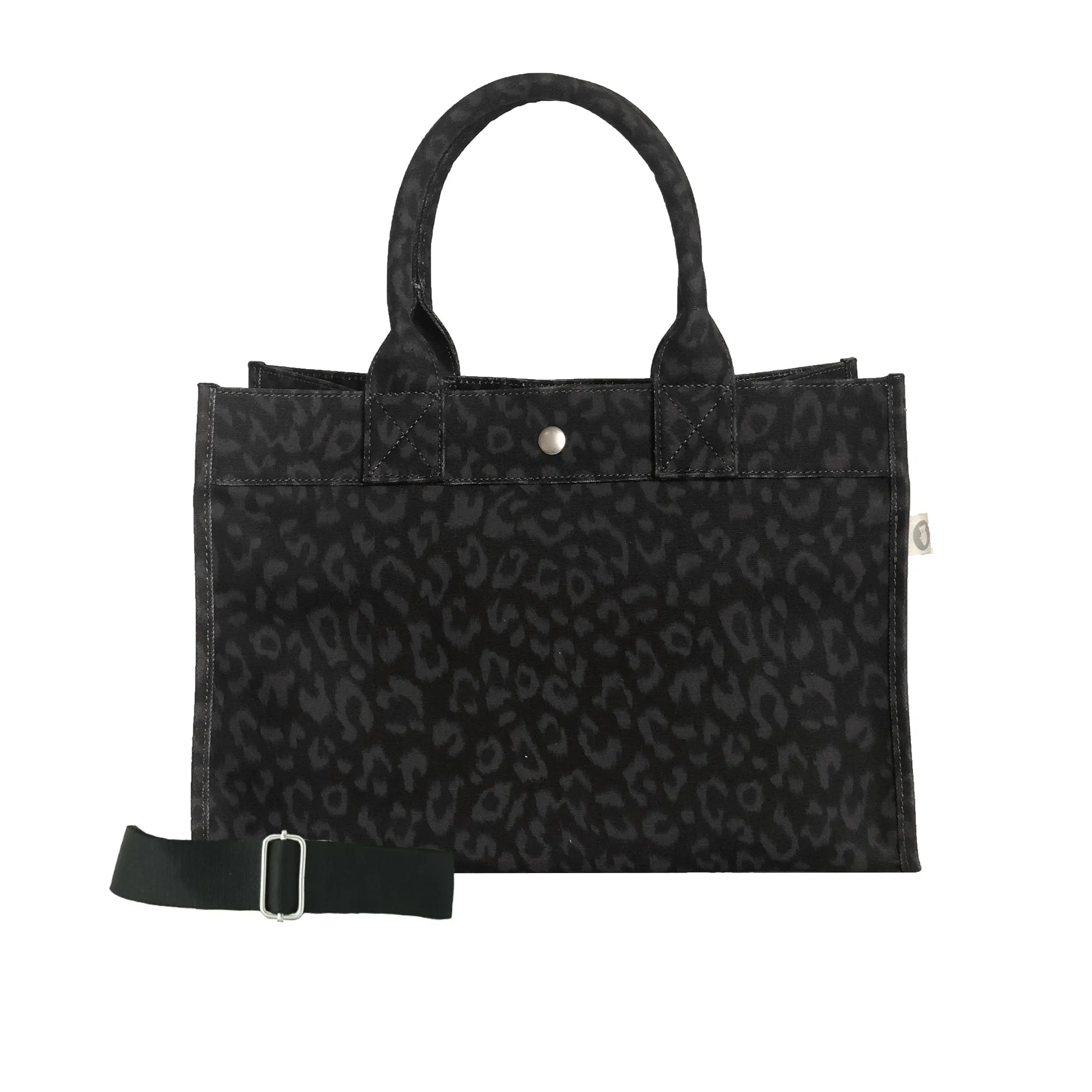 Midi East West Bag: Black Leopard