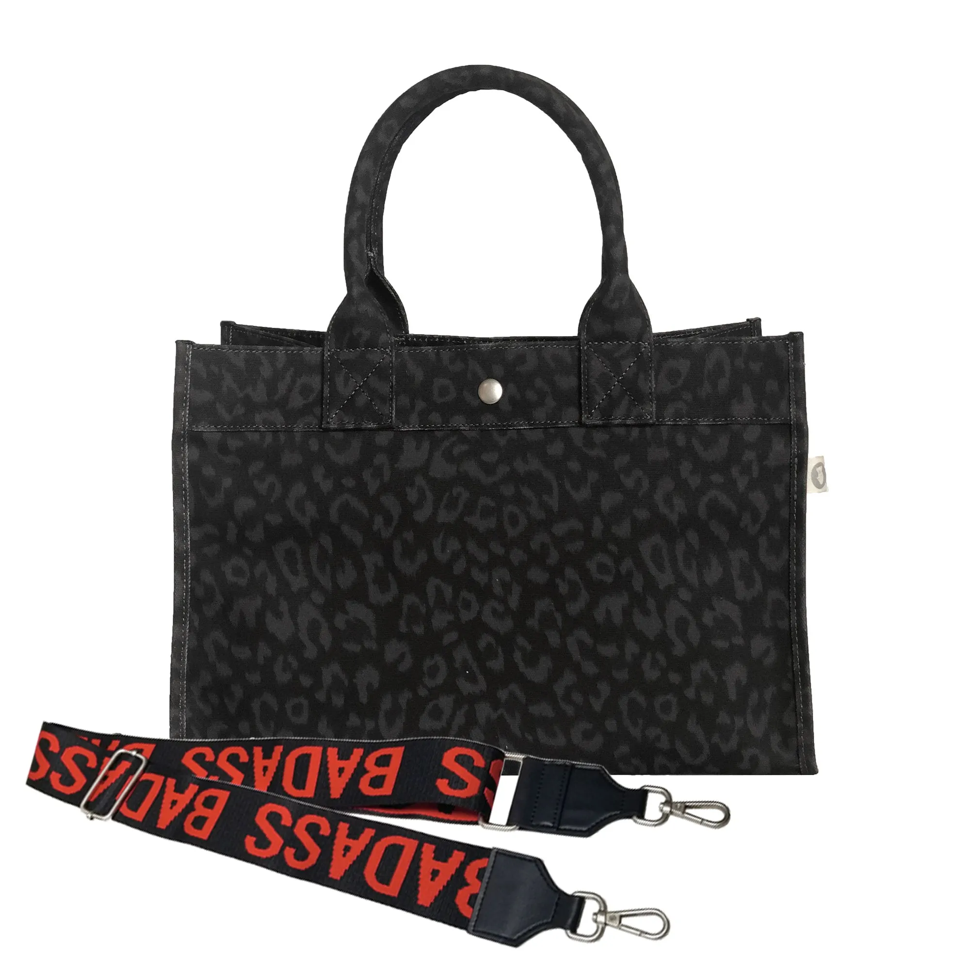 Midi East West Bag: Black Leopard