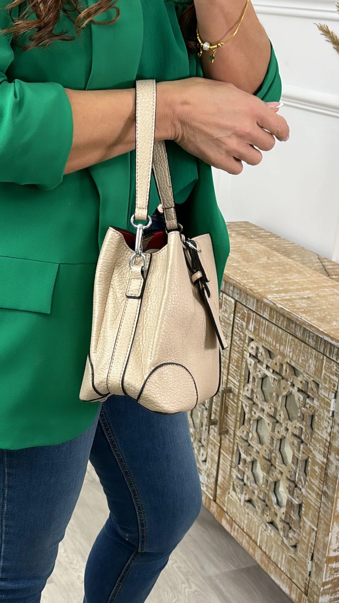 Mikela Gold Crossbody Bag