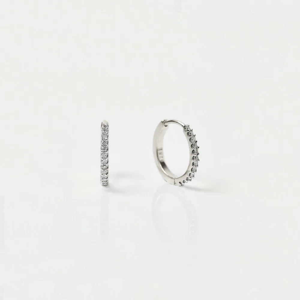 Mini Huggie Hoops in Diamond