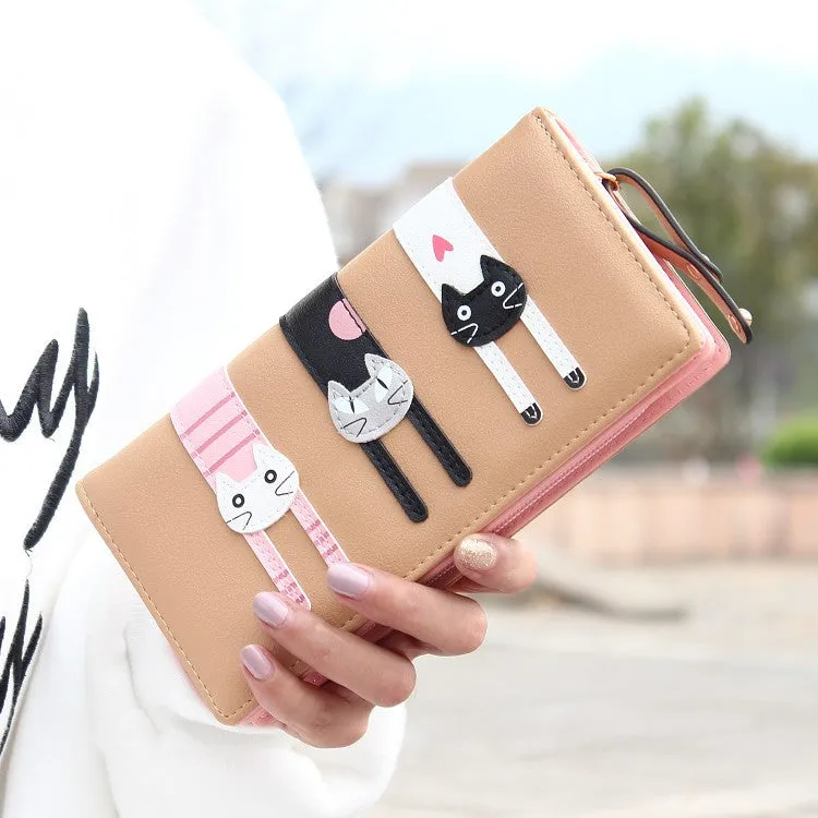 New Envelope Wallet Cat Cartoon purse Long Short Creative Female Card Holder Lady clutch coin purse