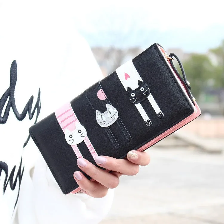 New Envelope Wallet Cat Cartoon purse Long Short Creative Female Card Holder Lady clutch coin purse