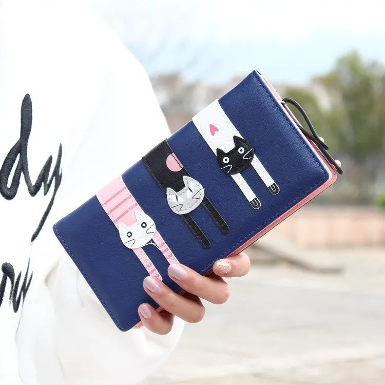 New Envelope Wallet Cat Cartoon purse Long Short Creative Female Card Holder Lady clutch coin purse