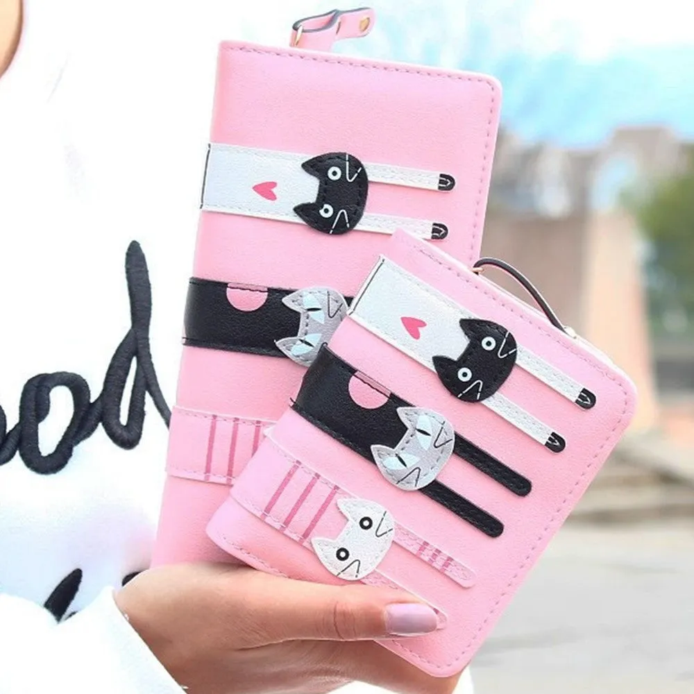 New Envelope Wallet Cat Cartoon purse Long Short Creative Female Card Holder Lady clutch coin purse