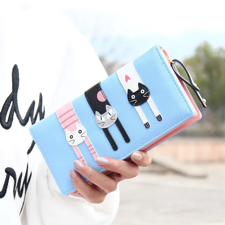 New Envelope Wallet Cat Cartoon purse Long Short Creative Female Card Holder Lady clutch coin purse