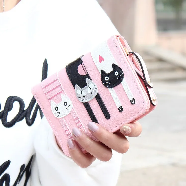 New Envelope Wallet Cat Cartoon purse Long Short Creative Female Card Holder Lady clutch coin purse